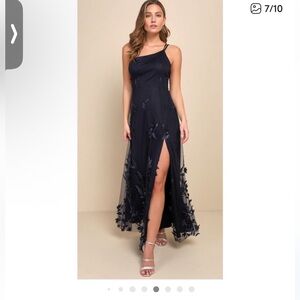 Lulu's Midnight Blue Floral Maxi Skirt